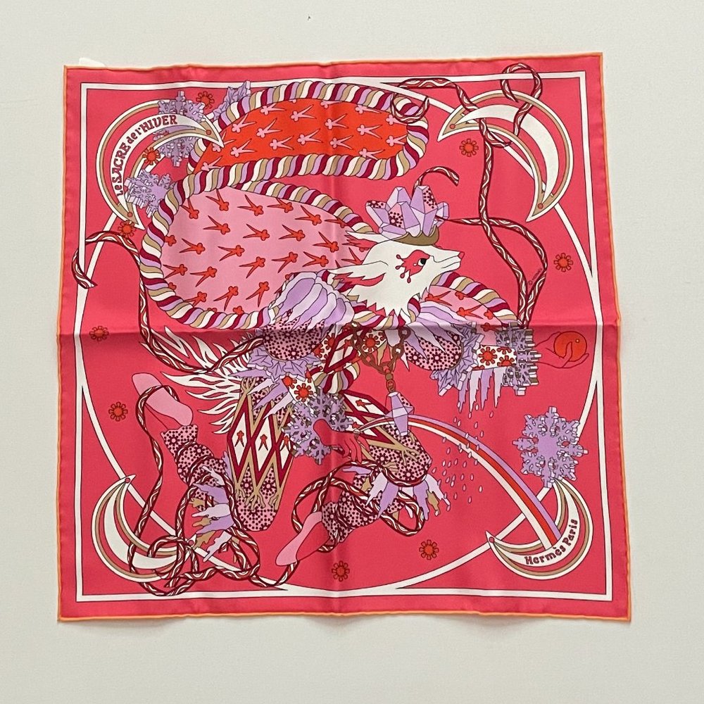 NWT Hermes Le Sacre de l'Hiver pocket scarf 45